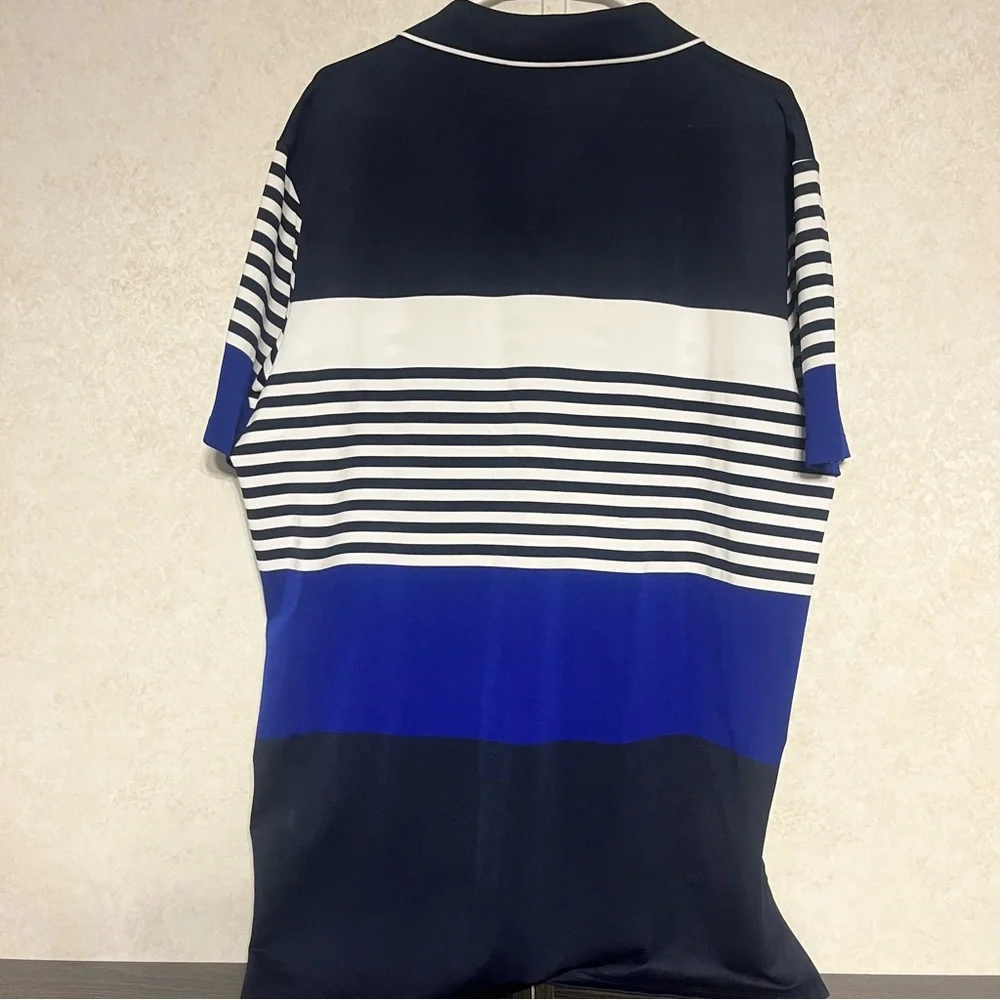 Ralph Lauren Men's Navy‎ and White Striped Polo Shirt